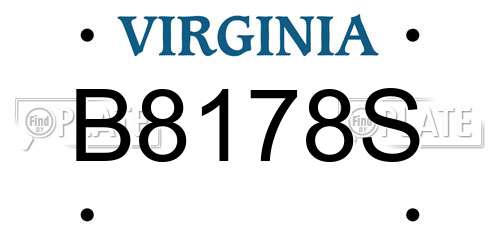 B8178S Virginia License Plate