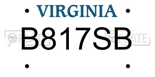 B817SB Virginia License Plate