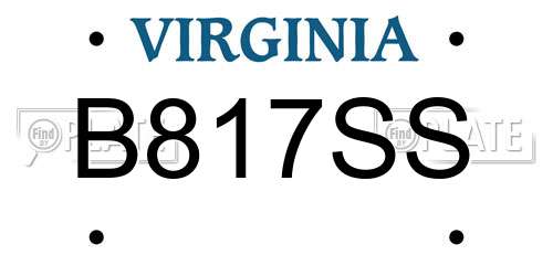 B817SS Virginia License Plate
