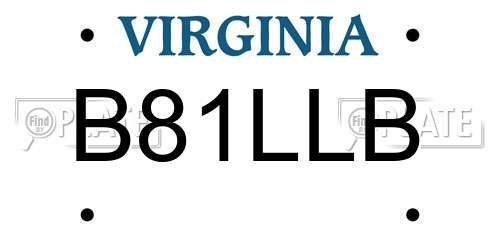 B81LLB Virginia License Plate
