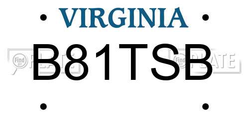 B81TSB Virginia License Plate