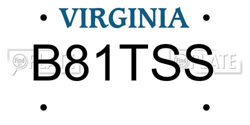 B81TSS Virginia License Plate