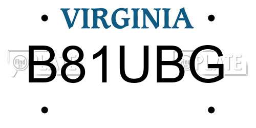 B81UBG Virginia License Plate