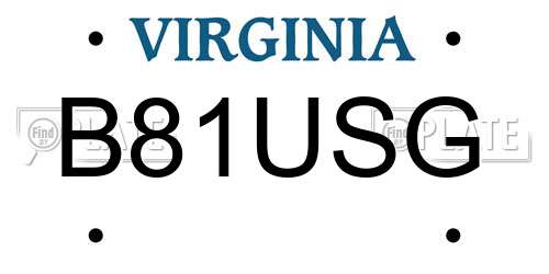 B81USG Virginia License Plate
