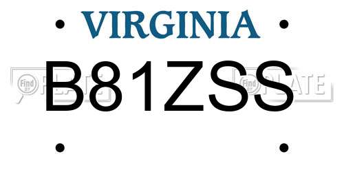 B81ZSS Virginia License Plate
