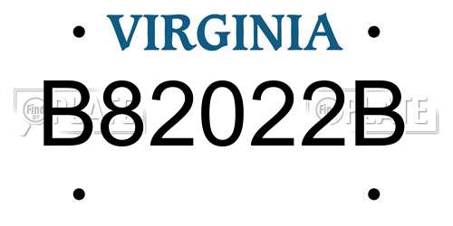 B82022B Virginia License Plate
