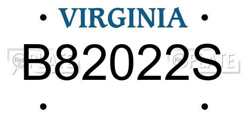 B82022S Virginia License Plate