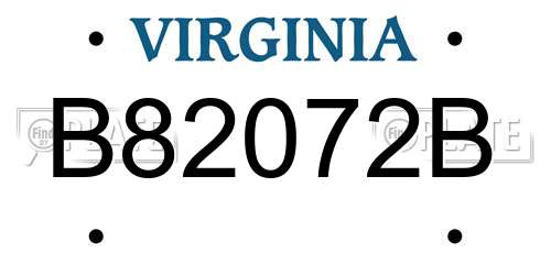 B82072B Virginia License Plate