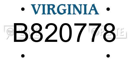 B820778 Virginia License Plate