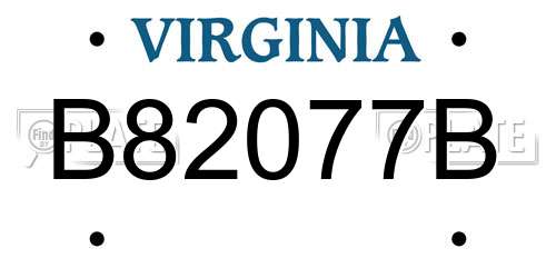 B82077B Virginia License Plate