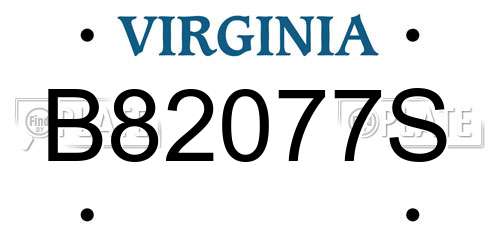 B82077S Virginia License Plate