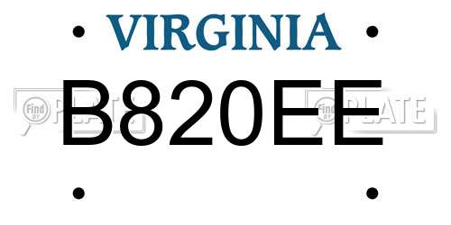 B820EE Virginia License Plate