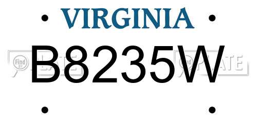 B8235W Virginia License Plate