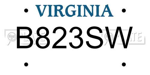B823SW Virginia License Plate