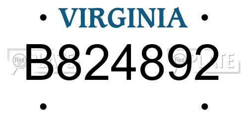 B824892 Virginia License Plate