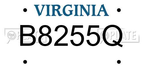 B8255Q Virginia License Plate