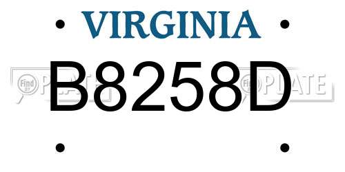 B8258D Virginia License Plate