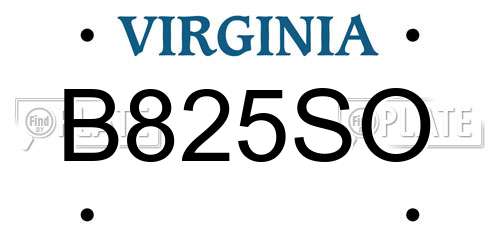 B825SO Virginia License Plate