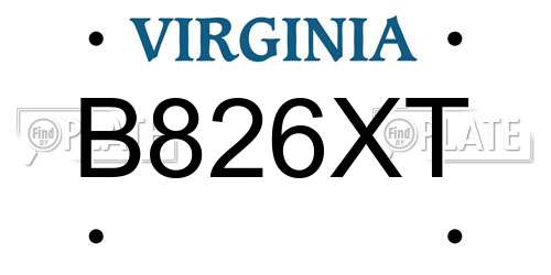B826XT Virginia License Plate