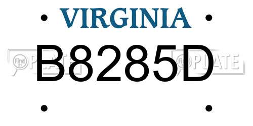 B8285D Virginia License Plate