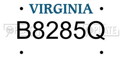 B8285Q Virginia License Plate