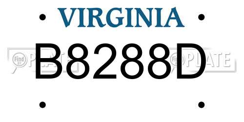 B8288D Virginia License Plate