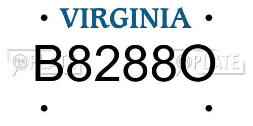 B8288O Virginia License Plate