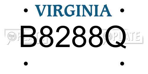 B8288Q Virginia License Plate