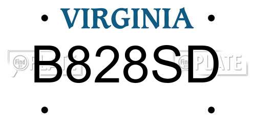 B828SD Virginia License Plate