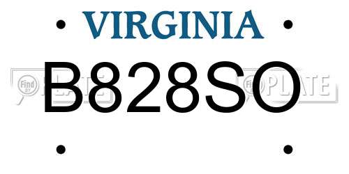 B828SO Virginia License Plate