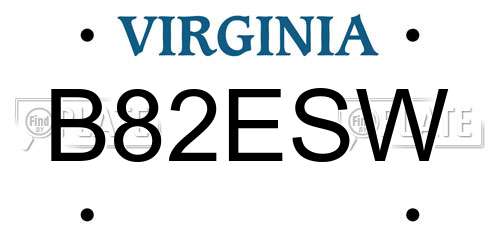 B82ESW Virginia License Plate