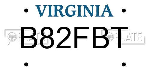 B82FBT Virginia License Plate