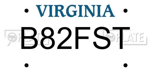 B82FST Virginia License Plate
