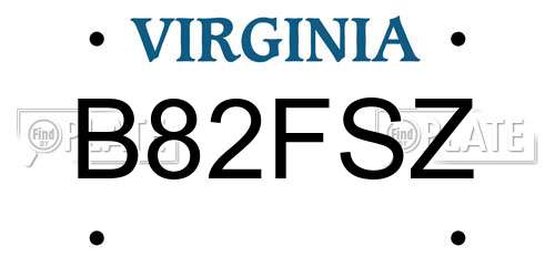 B82FSZ Virginia License Plate