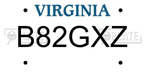 B82GXZ Virginia License Plate