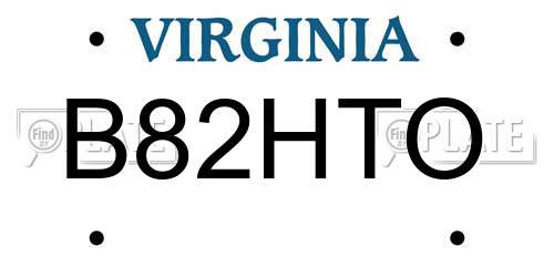B82HTO Virginia License Plate