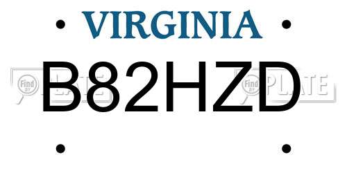 B82HZD Virginia License Plate