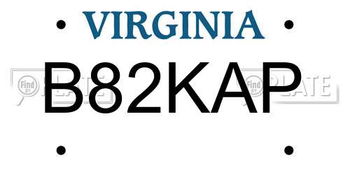B82KAP Virginia License Plate