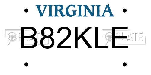B82KLE Virginia License Plate
