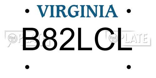 B82LCL Virginia License Plate