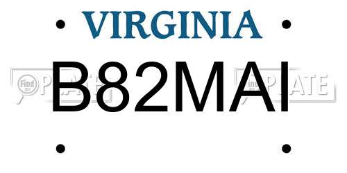 B82MAI Virginia License Plate