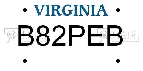 B82PEB Virginia License Plate