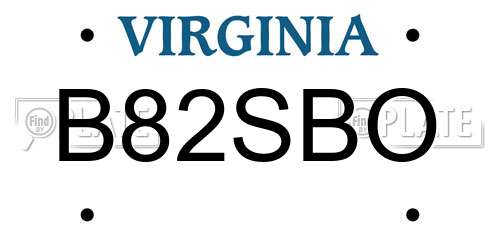 B82SBO Virginia License Plate
