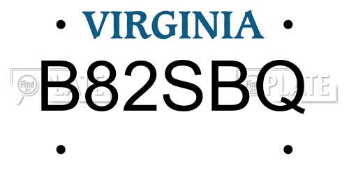 B82SBQ Virginia License Plate