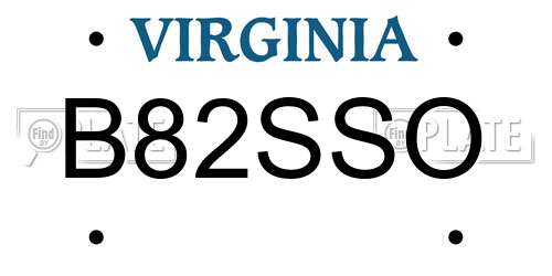 B82SSO Virginia License Plate