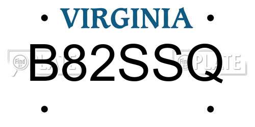 B82SSQ Virginia License Plate
