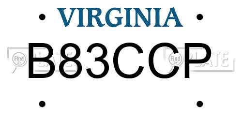 B83CCP Virginia License Plate