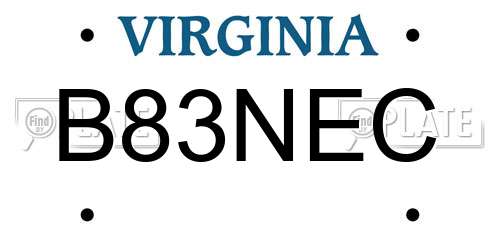 B83NEC Virginia License Plate