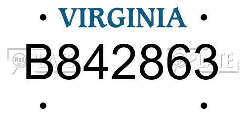 B842863 Virginia License Plate