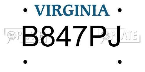 B847PJ Virginia License Plate